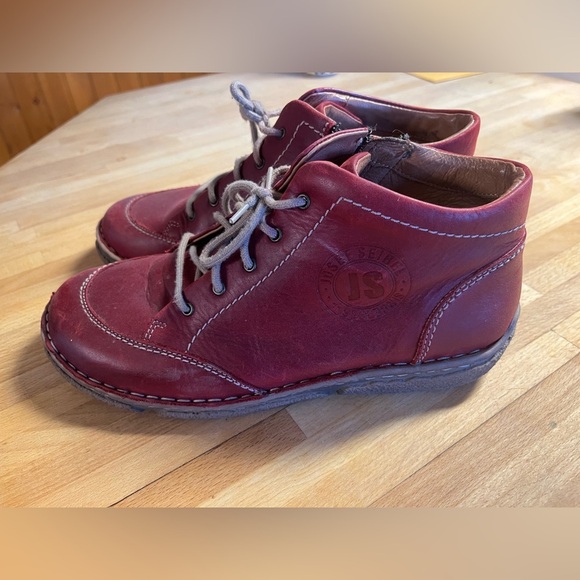 Josef Seibel Red Lace Up Boots 8 EU 39 - Picture 4 of 10
